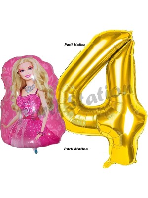 Parti Station . Balon Konsept 4 Yaş Balon Set . ve Gold Rakam Balon Doğum Günü Balon Set