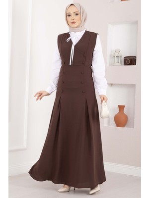 Asm Zarif Gömlek & Düğmeli Jile Ikili Takım Kahve