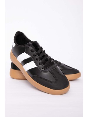 SRC Yan Şerit Detaylı Sneaker Spor Ayakkabı Siyah