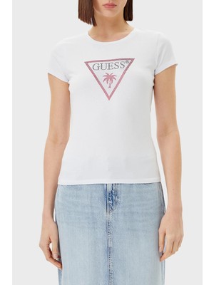 Guess Jersey Logolu Pamuklu Slim Fit Bisiklet Yaka T Shirt E5GI08J1314 Bayan T Shirt E5GI08 J1314 G011