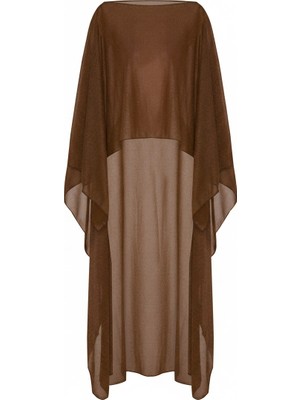Aquella Simli Krep Kahverengi Kaftan