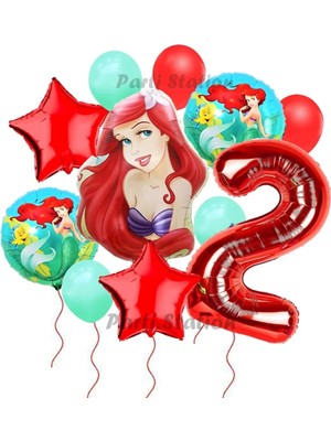 Parti Station . Prensesi Deniz Kızı Prenses Ariel Konsept 2 Yaş Doğum Günü Balon Set Aquaman Ariel Balon Set