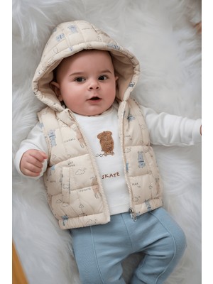 Bubbles Sevimli Kaykaylı Tavşan Erkek Bebek Yelekli Takım