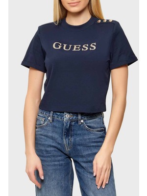Guess Marina Logolu % 100 Pamuk Regular Fit Bisiklet Yaka T Shirt W6GI06K3018 Bayan T Shirt W6GI06 K3018 G7P1