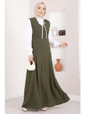 Asm Zarif Gömlek & Düğmeli Jile Ikili Takım Haki