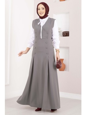 Asm Zarif Gömlek & Düğmeli Jile Ikili Takım Gri