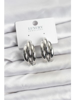 Ayder Timya Gümüş Renk Pirinç Yarım Halka Model Kadın Küpe - TJ-BKP11603 TG/Tmy228542