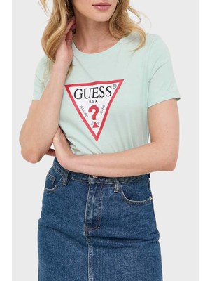 Guess Original Pamuklu Slim Fit Bisiklet Yaka Logolu T Shirt W1YI1BI3Z14 Bayan T Shirt W1YI1BI3Z14 A72C