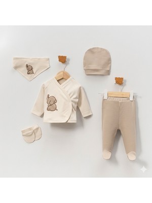 Babytex Yenidoğan 5’li Hastane Çıkışı Seti – Pamuklu Zıbın, Patikli Alt, Şapka, Önlük, Eldiven