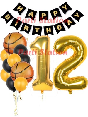 Parti Station Basketbol Konsept 12 Yaş Balon Set Basketbol Tema Doğum Günü Balon Seti
