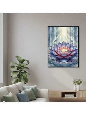 Safir Design Mistik Lotus ve Kelebekler Temalı Şık Çerçeveli Tablo