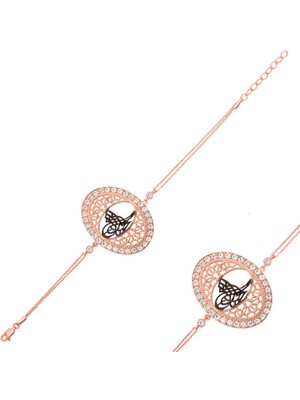 DMR Elegance Gümüş Rose Tuğralı Bayan Bileklik