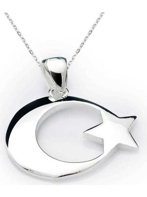 DMR Elegance Gümüş Ay Yıldız Bayrak Kolye