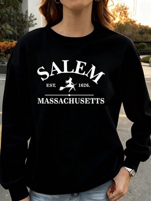 Kadın Baskılı Sweatshırt3 Iplik Oversize Kesim