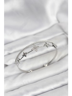 Ayder Timya Pirinç Gümüş Renk Çiçek Model Kadın Bileklik - TJ-BB8254 TG/Tmy228610