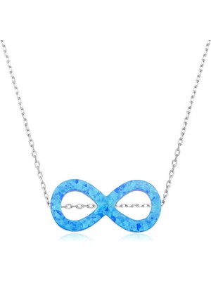 DMR Elegance Gümüş Opal Taşlı Sonsuzluk Kolye