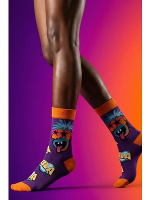 Unisex Pop Art Desenli Soket Çorap