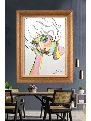 Giyense Altın Varaklı Çerçeveli Paspartulu Tablo NS1749