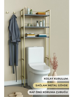 Hediyeler Kapında Klozet Üstü Banyo Düzenleyici Raf Kolay Kurulum ve Bariyerli Dolap