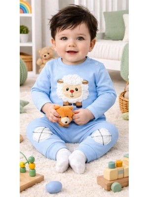 Mora Tekstil Nakışlı Kuzu Detaylı Penye Bebek Tulum – Günlük Takım