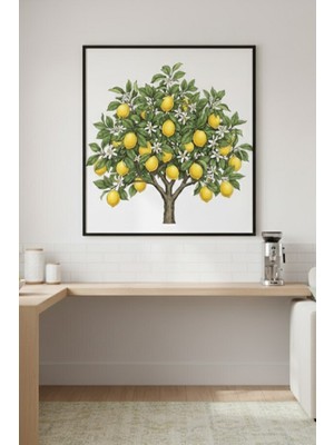 Safir Design Akdeniz Esintisi Meyve Dolu Limon Ağacı Figürlü Çerçeveli Tablo