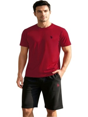 U.s. Polo Assn. Erkek Bordo Yuvarlak Yaka Şort  Takım