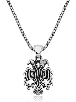 DMR Elegance Gümüş Çift Başlı Kartal Erkek Kolye