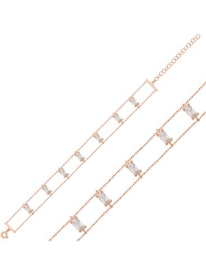 DMR Elegance Gümüş Rose Baget Taşlı Bayan Bileklik