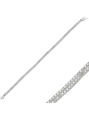 DMR Elegance Gümüş Iki Sıra Su Yolu Bayan Bileklik