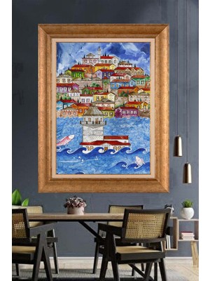 Giyense Altın Varaklı Çerçeveli Paspartulu Tablo NS1724