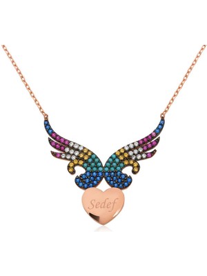 DMR Elegance Gümüş Kişiye Özel Isimli Kanatlı Kalp Bayan Kolye