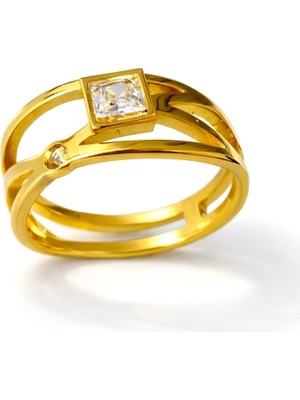 Formzen 316L Paslanmaz Çelik Zirkon Taşlı Yüzük – Modern & Şık Tasarım