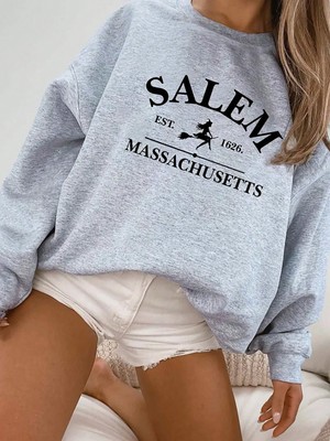 Kadın Baskılı Sweatshırt3 Iplik Oversize Kesim