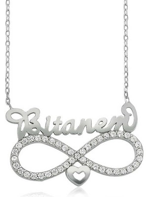 DMR Elegance Gümüş Bitanem Yazılı Sonsuzluk Bayan Kolye