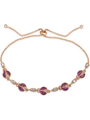 DMR Elegance Gümüş Rose Uğur Böcekli Asansör Bileklik