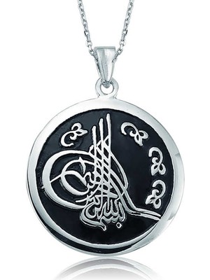 DMR Elegance Gümüş Yuvarlak Tuğralı Bayan Kolye