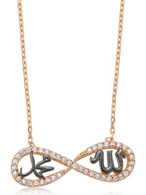 DMR Elegance Gümüş Allah Muhammed Yazılı Sonsuzluk Kolye