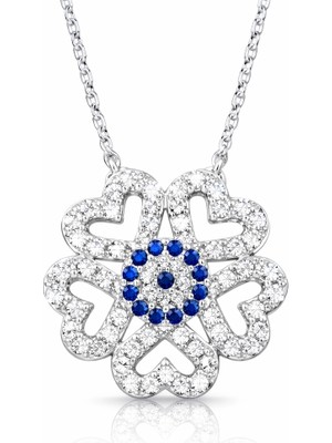 DMR Elegance Gümüş Nazarlı Kalp Bayan Kolye
