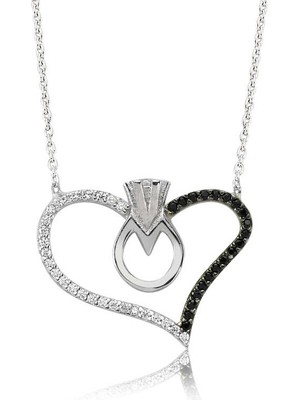 DMR Elegance Gümüş Kalpli Tek Taş Bayan Kolye