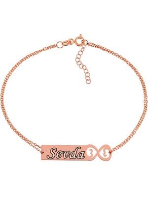 DMR Elegance Gümüş Rose Kişiye Özel Sonsuzluk Isimli Bayan Bileklik