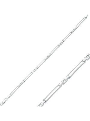 DMR Elegance Gümüş İnce Çift Çizgili Erkek Bileklik