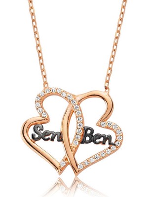 DMR Elegance Gümüş Kalpli Sen Ben Bayan Kolye