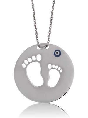 DMR Elegance Gümüş Anne Bebek Ayak Izi Bayan Kolye