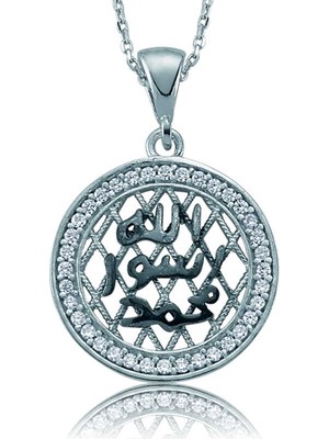 DMR Elegance Gümüş Taşlı Mühr-Ü Şerif Bayan Kolye