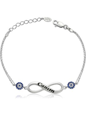 DMR Elegance Gümüş Sonsuzluk Canım Yazılı Bayan Bileklik