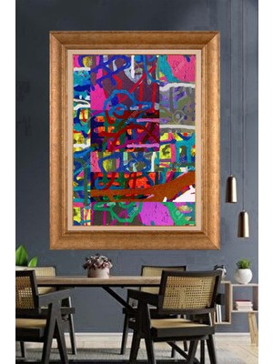 Giyense Altın Varaklı Çerçeveli Paspartulu Tablo NS1716