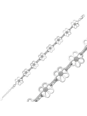 DMR Elegance Gümüş Çiçek Bayan Bileklik