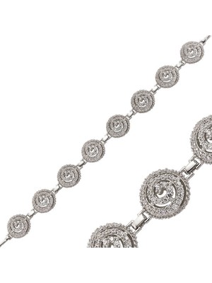 DMR Elegance Gümüş Beyaz Taşlı Bayan Bileklik