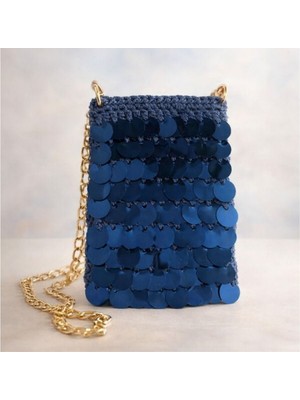 By Lily Lacivert Pullu Çanta Gece ve Gündüz Kullanımına Uygun