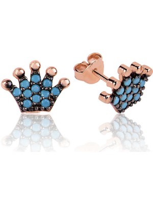 DMR Elegance Gümüş Kraliçe Tacı Çivili Küpe